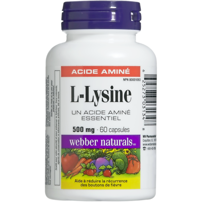 Webber Naturals Gélules L-Lysine 60 ea, 0,22 $/1ch
