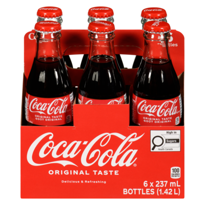 Coca-Cola Cola Glass Bottles 6x237.0 ml, $0.70/100ml