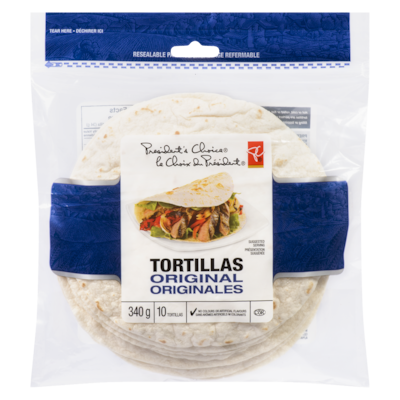 le Choix du Président Tortillas originales moyen 340 g, 1,11 $/100g