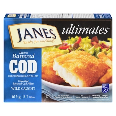 Janes Tavern Battered Cod 615 g, $2.84/100g