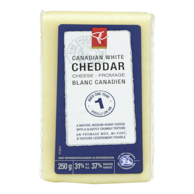 President's Choice Aged 1 Year Canadian Cheddar Cheese 250 g, $3.72/100g