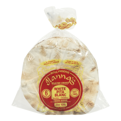 Hannas Large White Pita Bread 6x1.0 ea, $0.45/1ea