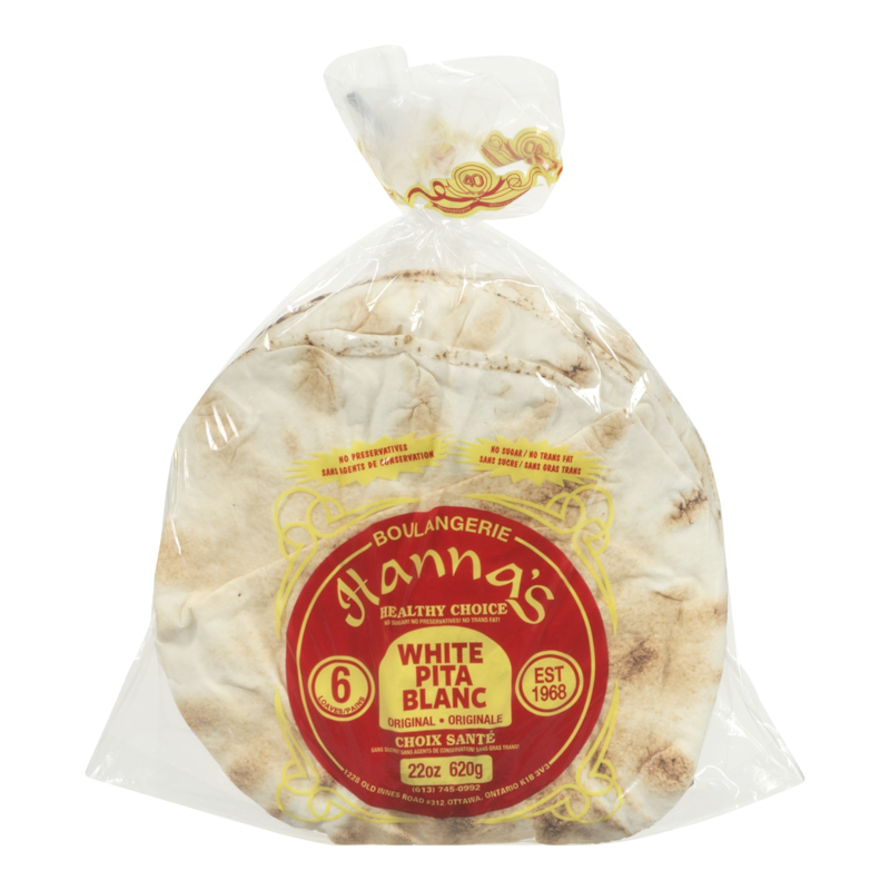 Hannas Large White Pita Bread - 6x1.0 ea | Loblaws