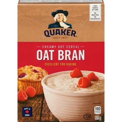 Quaker Oat Bran creamy hot cereal 625 g, $0.77/100g