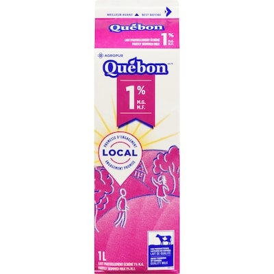 QUEBON 1% Milk 1 l, $0.22/100ml