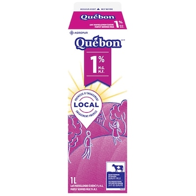 QUÉBON Lait 1 % 1 l, 0,22 $/100ml