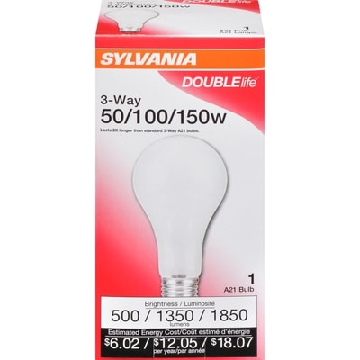 Sylvania Ampoule Double Life de 50 W/100 W/150 W à 3 intensités 1 ea, 7,00 $/1ch