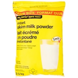 Sans Nom Lait écrémé en poudre instantané, format club 2.5 kg, 1,20 $/100g