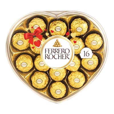 FERRERO ROCHER ROCHER Fine Hazelnut Milk Chocolate Heart Shaped Gift Box, 16 Chocolates 200 g, $9.00/100g