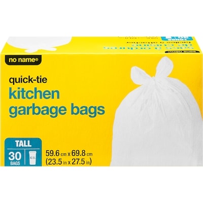 No Name Quick-Tie Tall Kitchen Garbage Bags 30 ea, $0.23/1ea