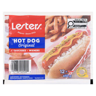 Lesters Wieners 450 g, $1.29/100g