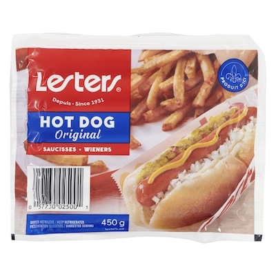 Lesters Wieners 450 g, $1.29/100g