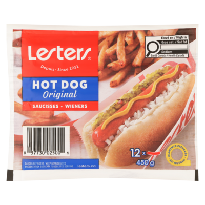 Lesters Lesters Saucisses Hot Dog Original 450 g, 1,11 $/100g