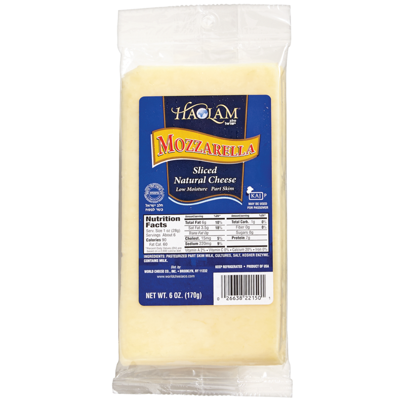 Kosher Sliced Cheese, Mozzarella