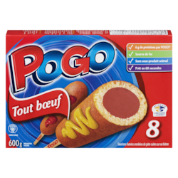 Pogo Saucisses tout bœuf sur bâtonnet 600 g, 1,67 $/100g