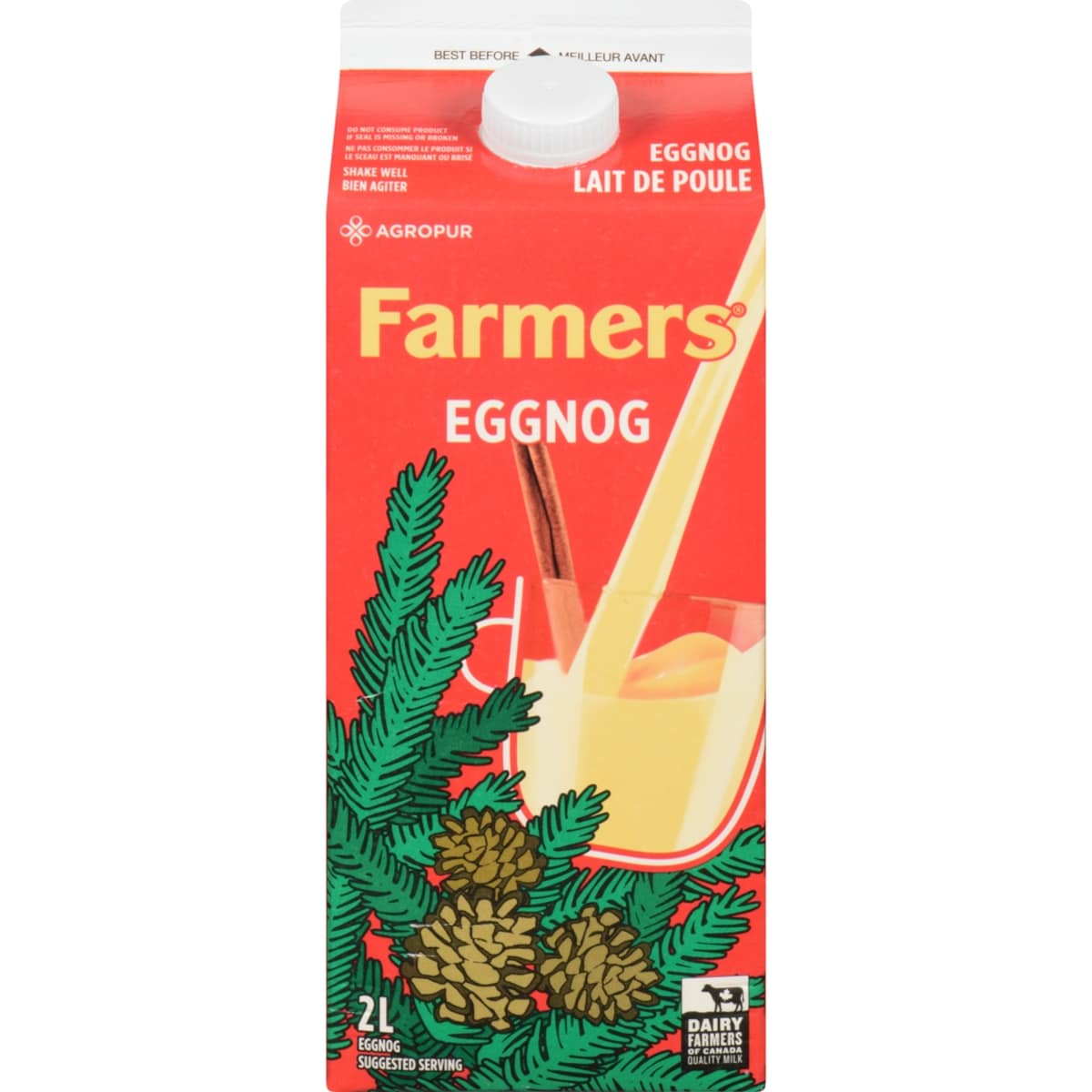 Farmers 3.8% Egg Nog 2 l, $0.30/100ml