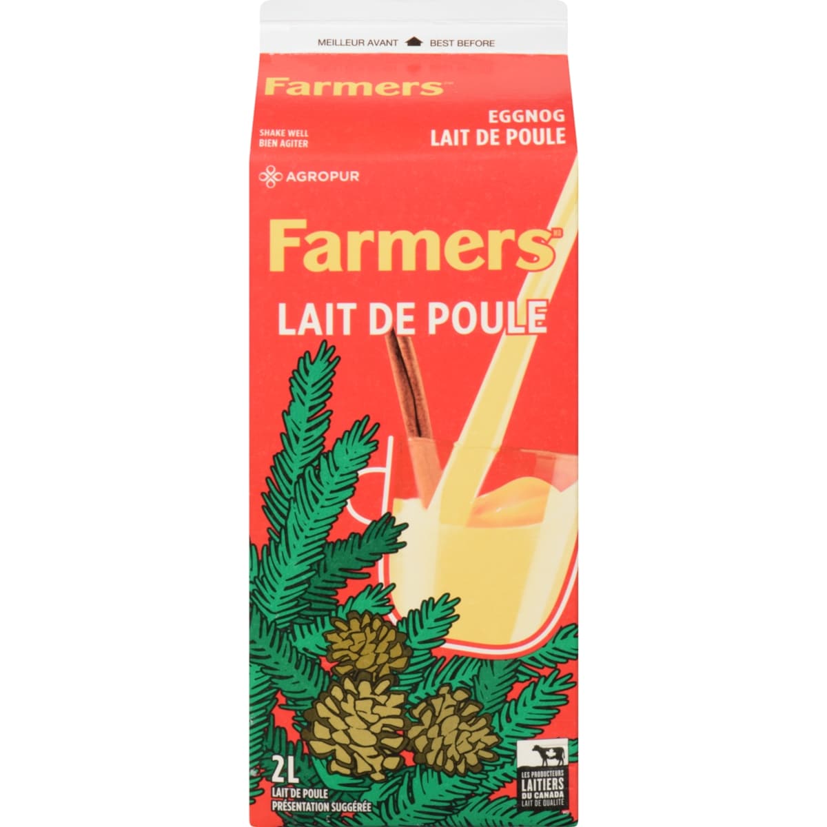 Farmers Lait de poule 3.8% 2 l, 0,30 $/100ml