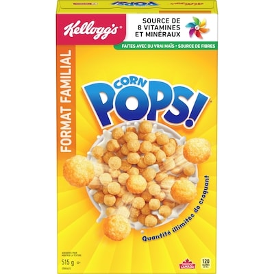 Kellogg’s Corn Pops Céréales Corn Pops, format familial 515 g, 1,55 $/100g