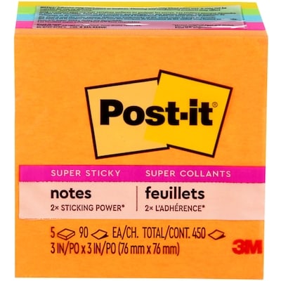 3M Super Sticky Notes, Energy Boost Colours, 3 in x 3 in 1 ea, $10.00/1ea