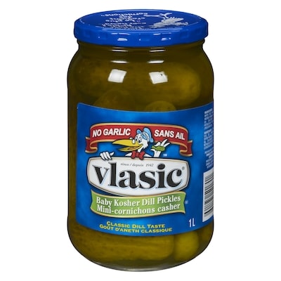 Vlasic Mini cornichons cacher sans ail 1 l, 0,70 $/100ml