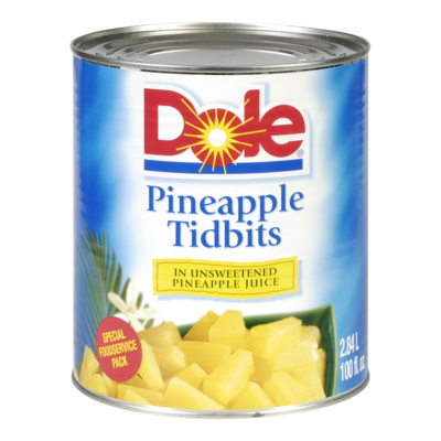 Dole Pineapple Tidbits 2.84 l, $0.55/100ml