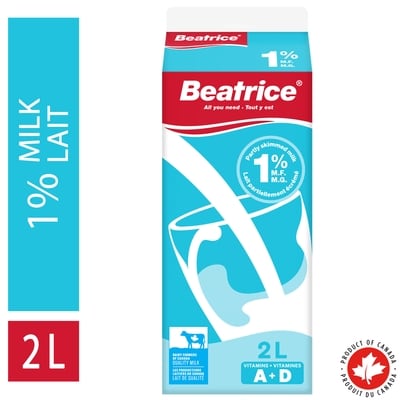 Beatrice Partly Skimmed Milk 1% 2 l, $0.23/100ml