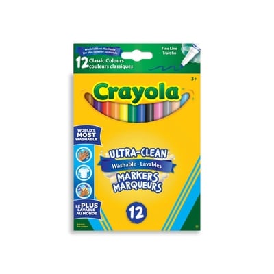 Crayola Ultra-Clean Washable Fine Line Markers, 12 Count 12x1.0 ea, $0.42/1ea