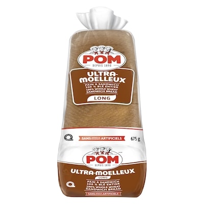 POM Pain à sandwich de blé entier à 100 % long ultra-moelleuxᴹᶜ 675 g, 0,52 $/100g