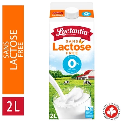 Lactantia Sans lactose. lait écrémé 0 % 2 l, 0,31 $/100ml