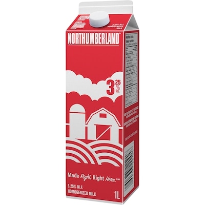 Northumberland 3.25% Homogenized Milk 1 l, $0.26/100ml
