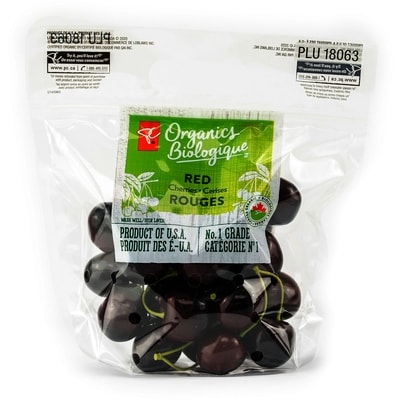 PC Organics Red Cherries $22.02/1kg $9.99/1lb