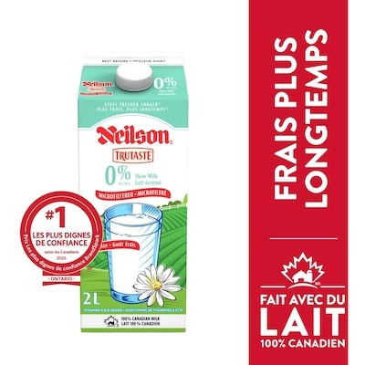 Neilson Lait microfiltré 0% 2 l, 0,29 $/100ml