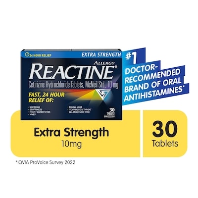 Reactine Tablets Extra Strength 10 mg 30 ea, $0.93/1ea