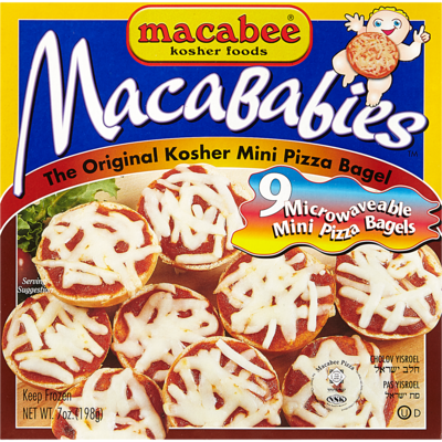 Macabee Mini Pizza Bagels, Frozen 198 g, $4.29/100g