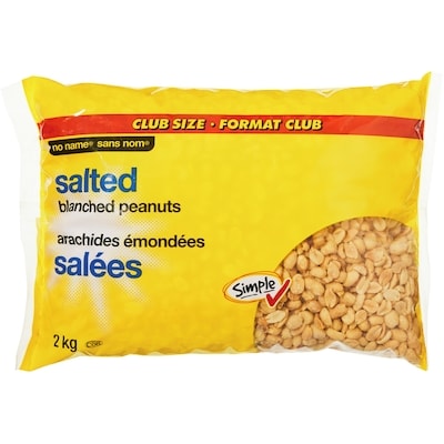 Sans Nom Arachides émondées salées, format club 2 kg, 0,65 $/100g