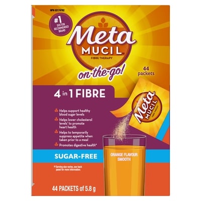 Metamucil Fibres MultiSanté sans sucre orange 44 ea, 0,77 $/1ch