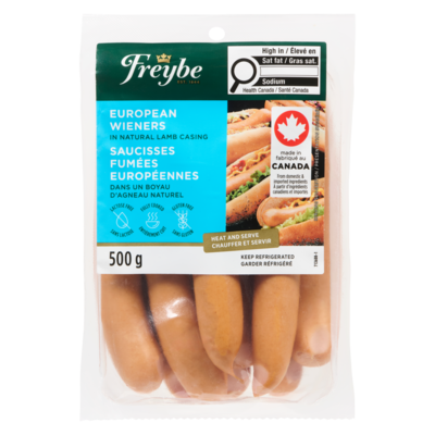Freybe European Wieners 500 g, $25.98/1kg $2.60/100g