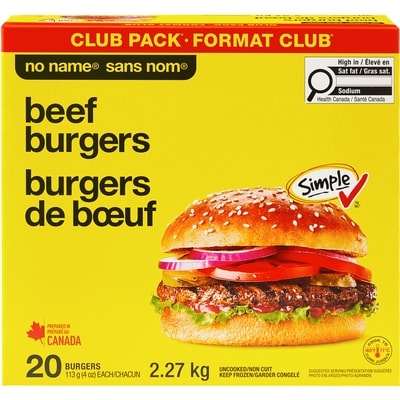 Sans Nom Burgers, format Club 2.27 kg, 1,32 $/100g