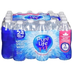 Pure Life Natural Spring Water 24x500.0 ml, $0.04/100ml