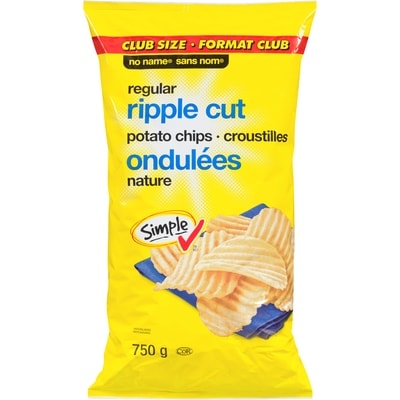No Name Regular Ripple Cut Potato Chips 750 g, $0.67/100g