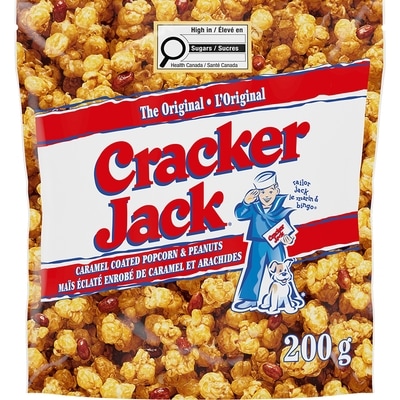 Cracker Jack Maïs éclaté enrobé de caramel et arachides L'Original 200 g, 2,75 $/100g