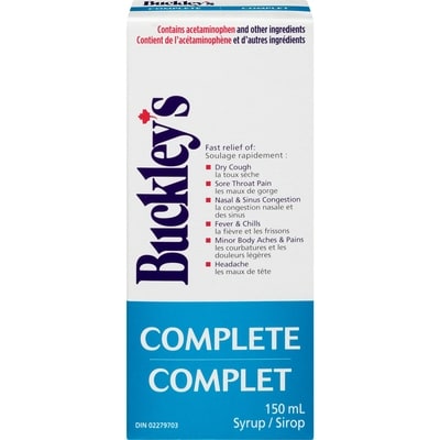 Buckley’s Remède complet comtre le rhume et la grippe 150 ml, 11,33 $/100ml