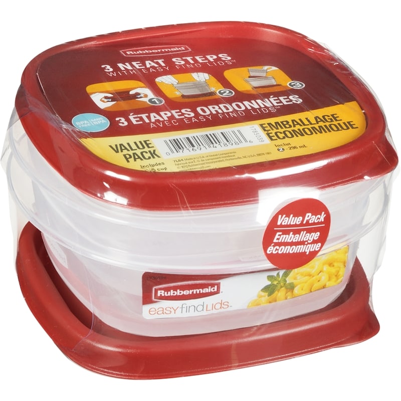 EasyFindLids Food Storage Containers, Red Lids, 4 Pieces