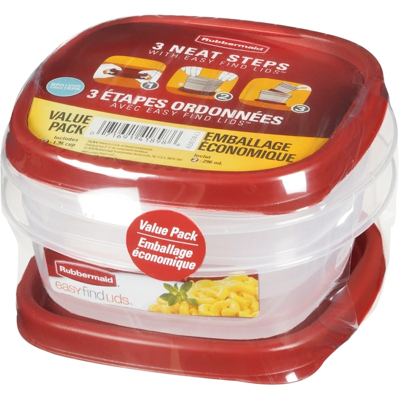 EasyFindLids Food Storage Containers, Red Lids, 4 Pieces