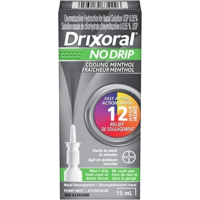 Drixoral Vaporisateur No Drip avec fraîcheur menthol 15 ml, 56,60 $/100ml