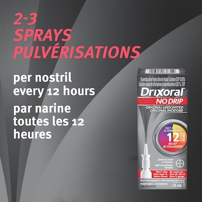 No Drip Original Unscented Spray, Nasal Congestion Relief