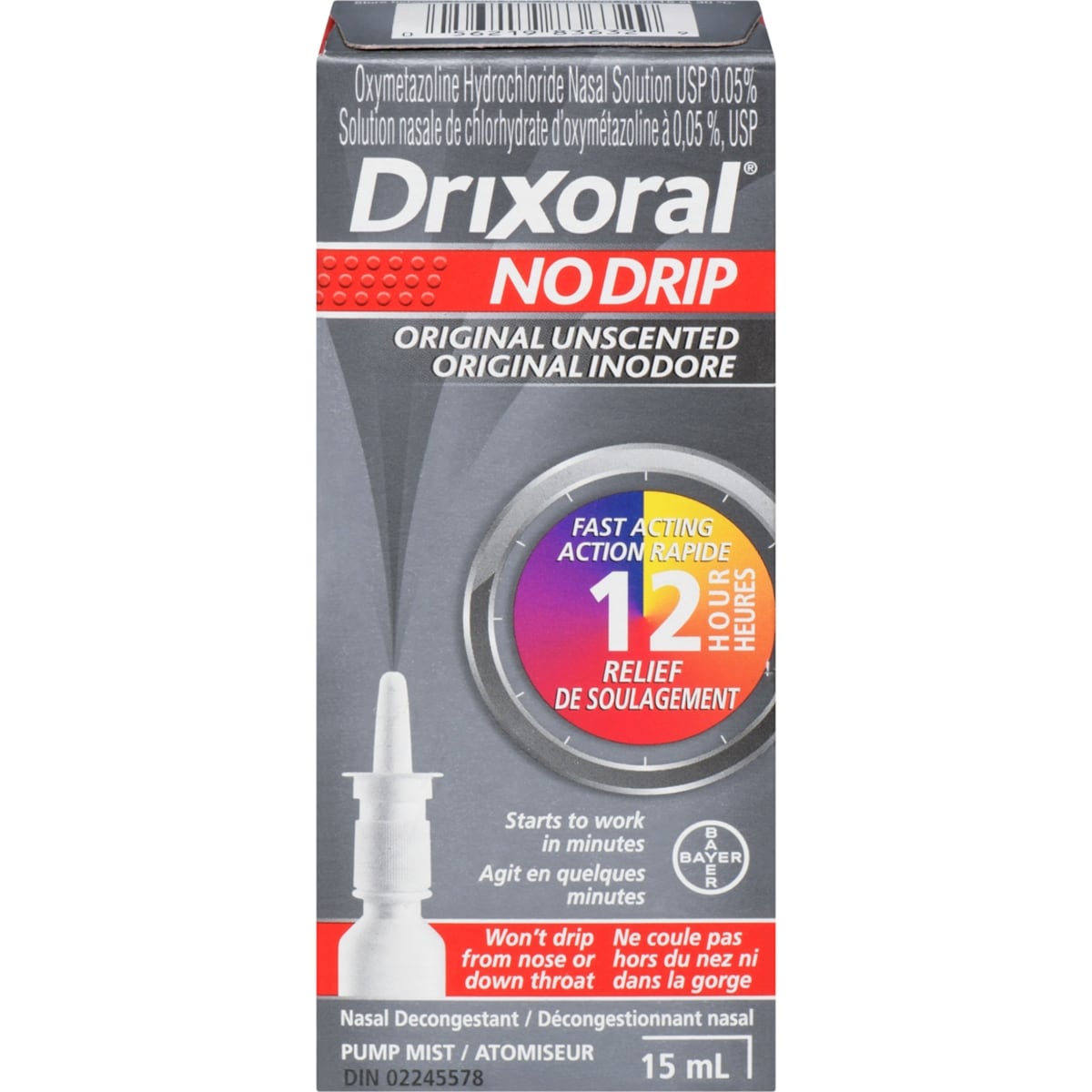Drixoral Vaporisateur No Drip original inodore 15 ml, 56,60 $/100ml