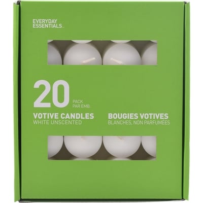 Everyday Essentials White Votive Candles, Unscented 20x1.0 ea, $0.55/1ea