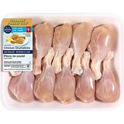 PC Blue Menu Air Chilled Chicken Drumsticks, Skinless, Club Pack $14.31/1kg $6.49/1lb