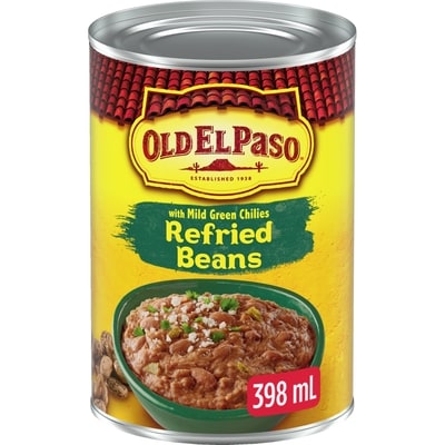 Old El Paso Refried Beans With Mild Green Chilies 398 ml, $1.13/100ml